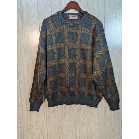 AUTHENTIC BURBERRY LONDON PULLOVER Green Plaid SWEATER SZ 8 Crew Neck Long Sleev - Picture 1 of 7